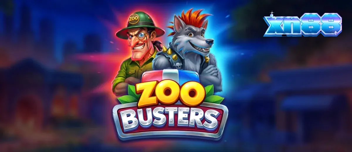 Giao diện trò chơi slot Zoo Busters với các nhân vật động vật phong cách punk
